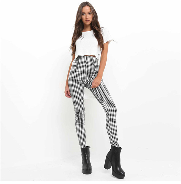 Leggings Women Leggings Women Clothes Pants Leisure Plaid Zipper Overalls Capris Pencil Workout Casual Pants Fashion Sexy Free Shipping