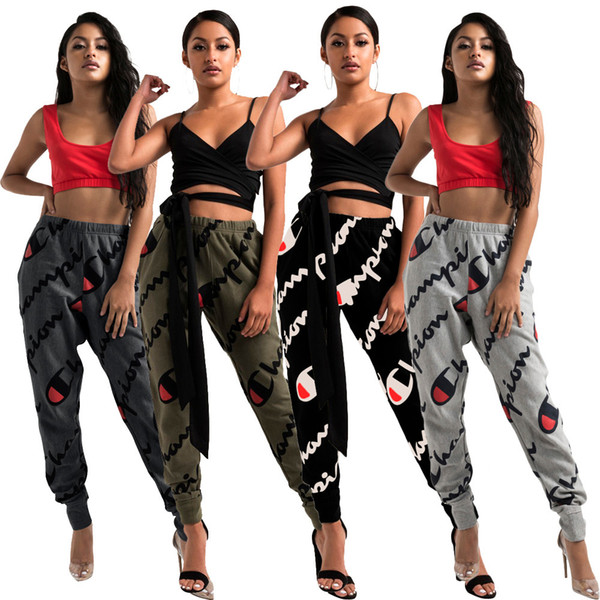 Women Long Pants New Pattern Sports Trousers Number Printing Motion Leisure Easy Type