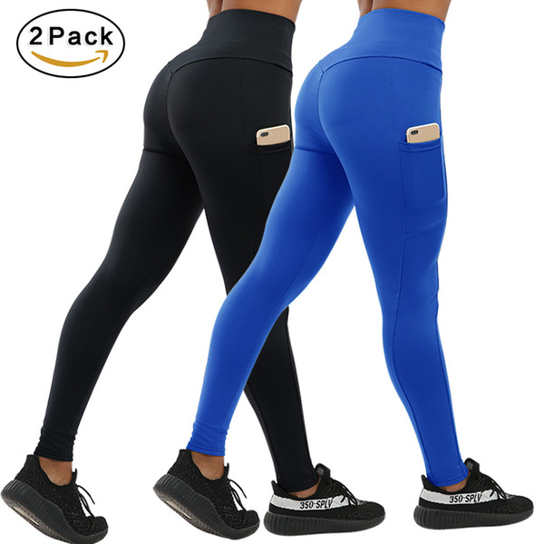 Chrleisure 2pcs Fashion Push Up Fitness Leggings Women With Pockets High Waist Workout Women Legging Patchwork Leggings Women Q1904016