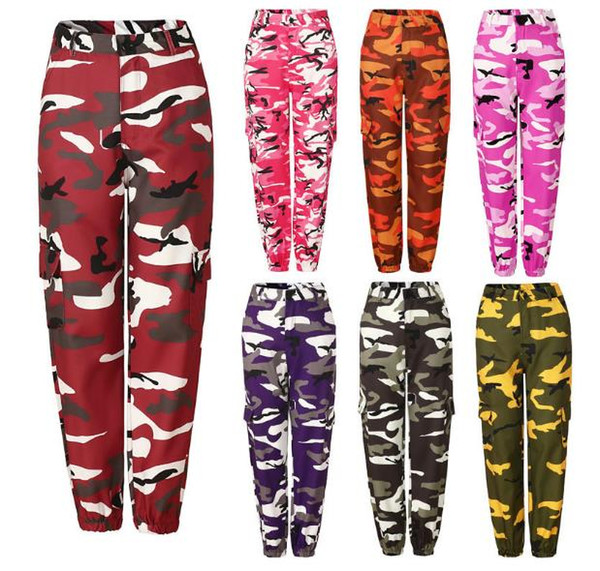 2018 New Fashion Women Ladies Daily Casual Camo Cargo Pants Daily Casual Camouflage Trousers Cool Jeans