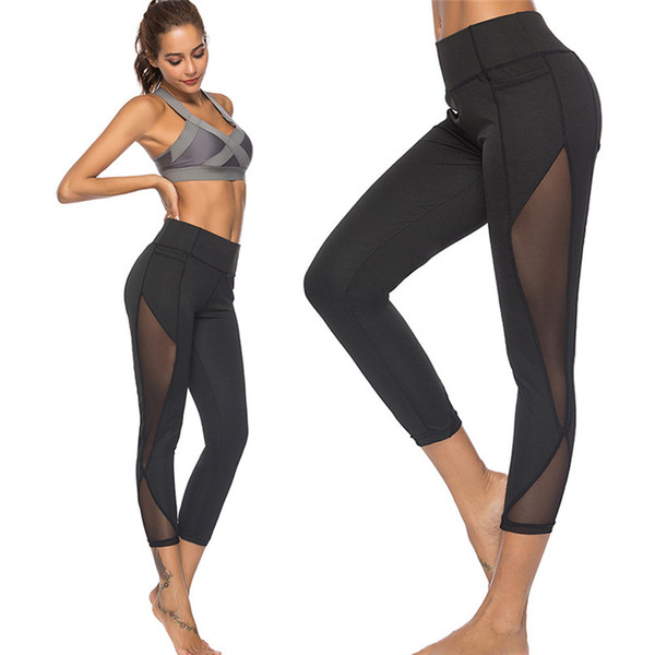 Women Yoga Pants Sexy Mesh Stitching Workout Leggings Fitness High Waist Gym Sport Pants Running Leggings Women