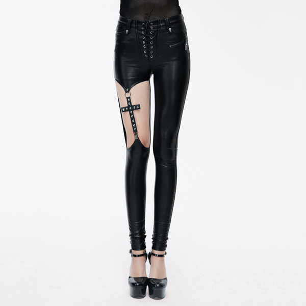 Devil Fashion Punk Personality Women PU Leather Pants Gothic Style Black Sexy Slim-Fiing Pants Fashion Pencil Pants