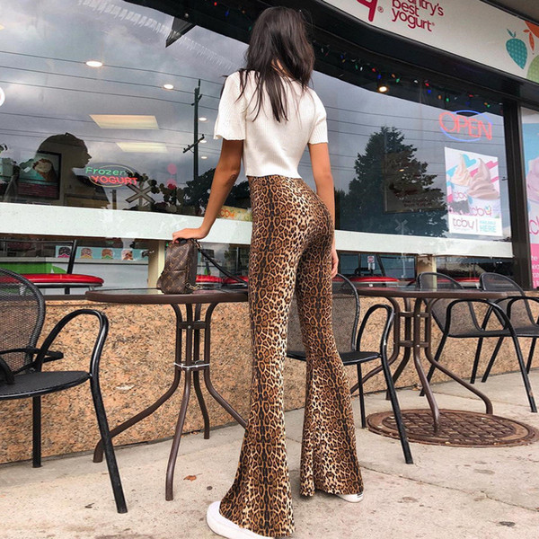 High Waist Leopard Print Flare Leggings 2018 Autumn Winter Women Fashion Sexy Bodycon Trousers Club Pants