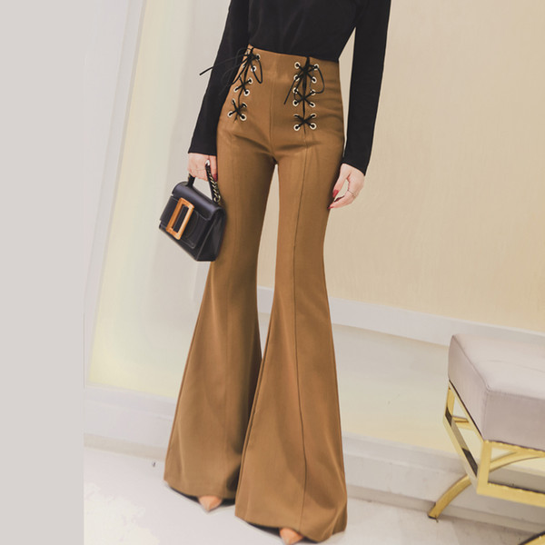 Women Stretch flared trousers Spring/Autumn High waist Casual flared trousers Bell bottom pants Plus size pantalon femme