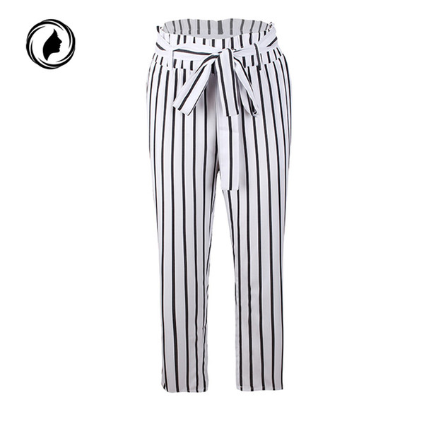 Striped OL chiffon high waist harem pants women stringyselvedge summer style casual pants female trousers 2018 New