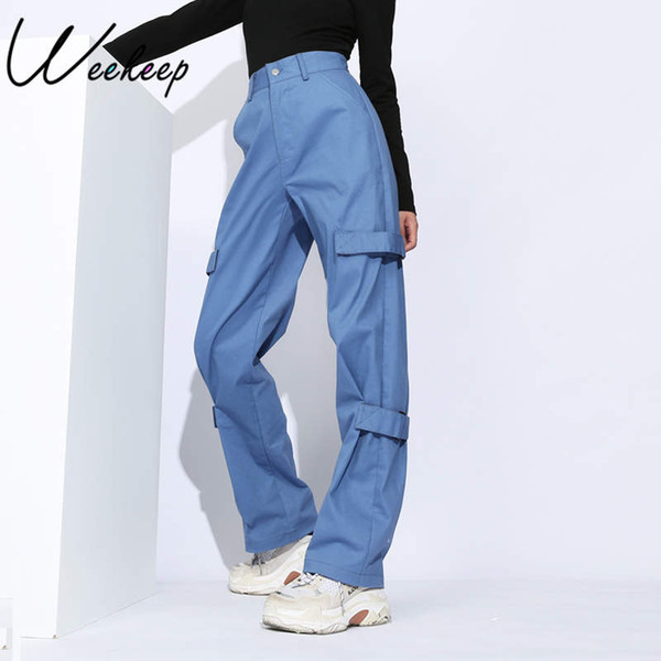 Weekeep Fashion High Street Pants Women's Adjustable Trouser Leg Pants 2018 High Waist Streetwear Stretch Sweatpants Womens