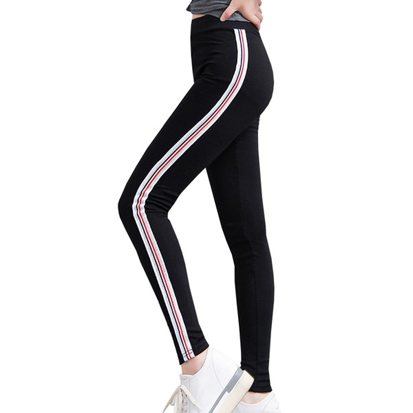 2018 New Arrival Side Striped Harem Pants Women Elastic High Waist Sweatpants joggers women Black Casual Pants Trousers