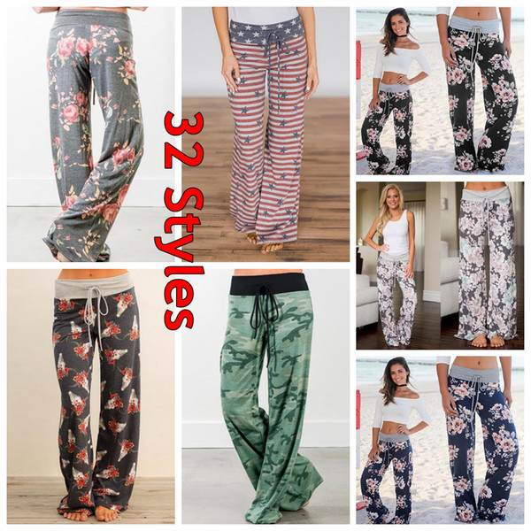 Women Floral Yoga Palazzo Trousers 27 Styles Summer Wide Leg Pants Loose Sport Harem Pants Loose Boho Long Pants 30pcs OOA5197