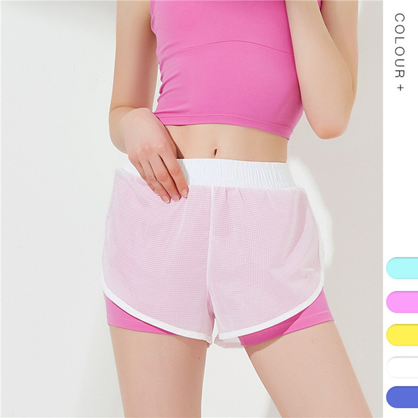 Sport Shorts Women Fitness Clothes Summer Mesh Workout Lulu Running Gym Yoga Shorts For Ladies Elastic Short Pants MMA1847