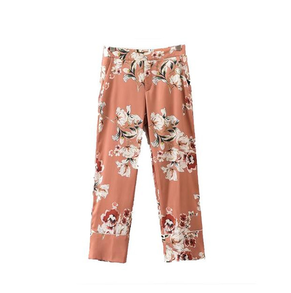 Women Vintage Floral Print Wide Leg Pants Loose Ladies Summer Casual Ankle Length Trousers Pantalones Mujer