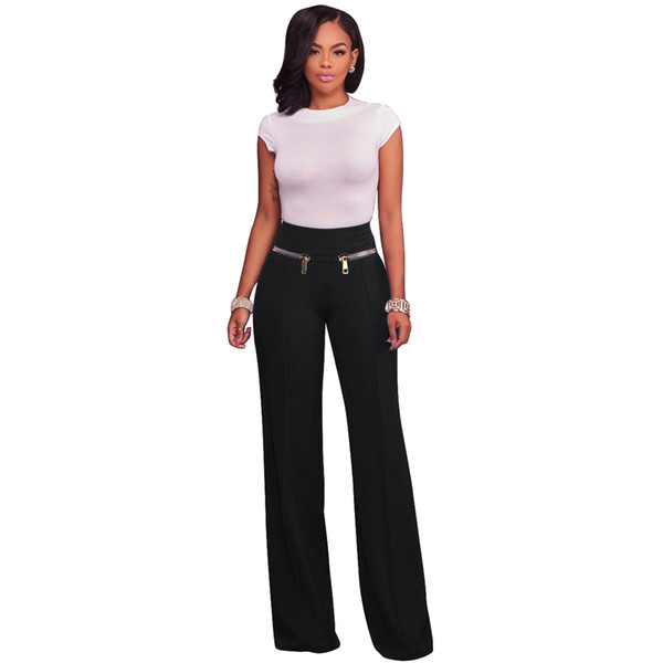 New Fashion Casual Autumn Winter Women Casual Pants Straight Leg Pants High Waist Zipper Solid OL Work Wear Trousers