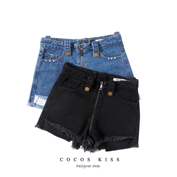 2018 New Summer Euro Style Women Denim Shorts Vintage High Waist Full Zipper Jeans Shorts Street Wear Sexy