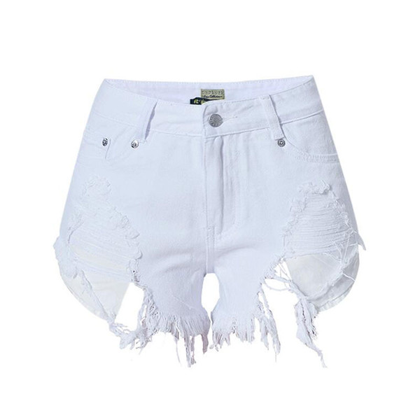 Denim Shorts Women's Distressed Hole Jeans Shorts Fashion Punk Sexy Short Jeans Brand Vintage Tassel Ripped High Waist