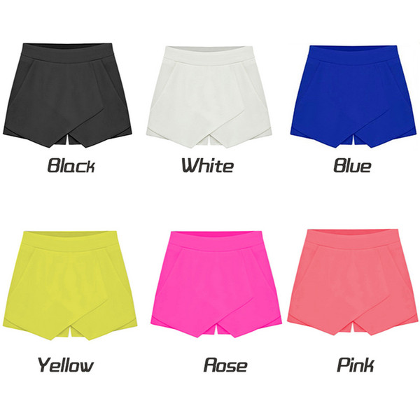 Bulk Lots 6 Candy Colors Summer Trendy S~XXL Chiffon Women Shorts Pants Mini Skirts Girls Irregular Culottes