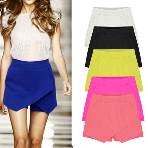 6 Candy Colors Summer Trendy S~XXL Chiffon Women Shorts Pants Breathful Mini Skirts Girls Irregular Culottes