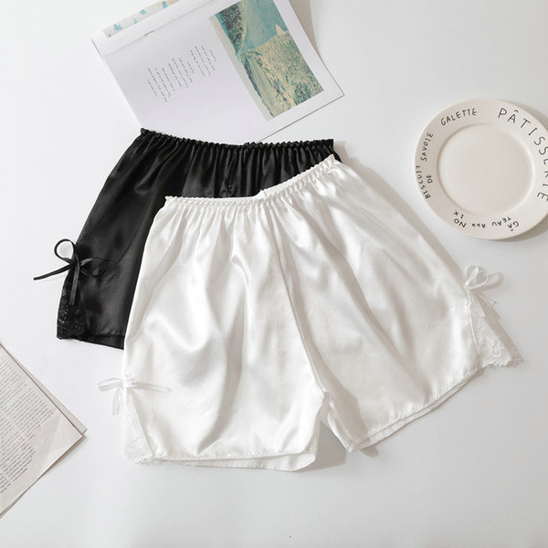 Fashion Silk Lace Underwear Safety Women Soft Short Pants Sleepwear Summer Casual Sexy Charming Pant Skirts Elastic Black 2019