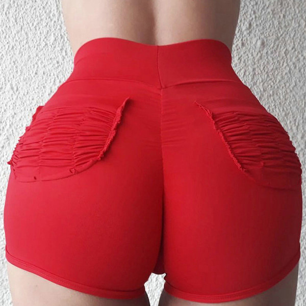 Fashion Summer Women Shorts Wrinkle Design Solid Color Women's Casual Shorts High Waist For Female Short Pants