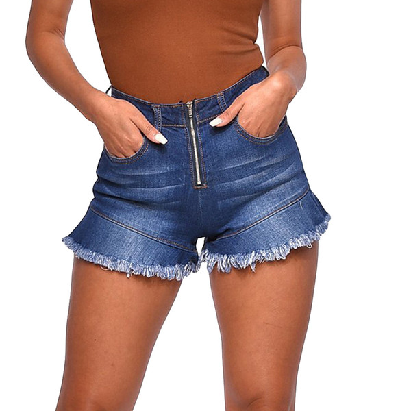 high waist shorts women Ladies Tassels Jeans Skinny Zipper Hot Pants Shorts Denim Trousers women clothes 2019