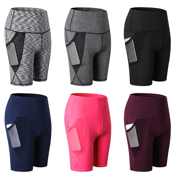 2019 New short feminino High Waist short Slant Pocket Running Training Sports Quick-drying Tight-fitting Stretch Fitness Shorts