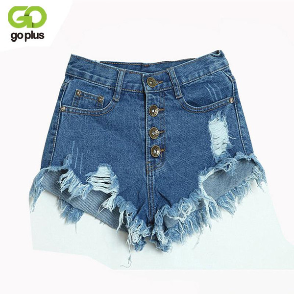 Summer Women Candy Color Hole Denim Shorts High Waist Solid Casual Jeans Shorts Vintage Cotton Short Pants Plus Size