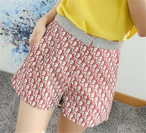 D Home Luxury Print High Waist Womens Shorts Summer Diamond Loose Womens Short Pants