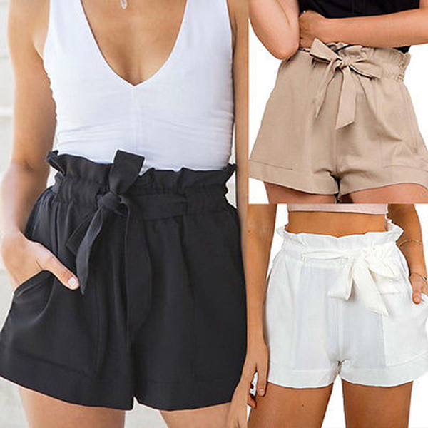 Women New Style Fashion Hot Sale Shorts Lady Sexy Summer Casual Loose Cotton Shorts High Waist Short Beach Bow Shorts