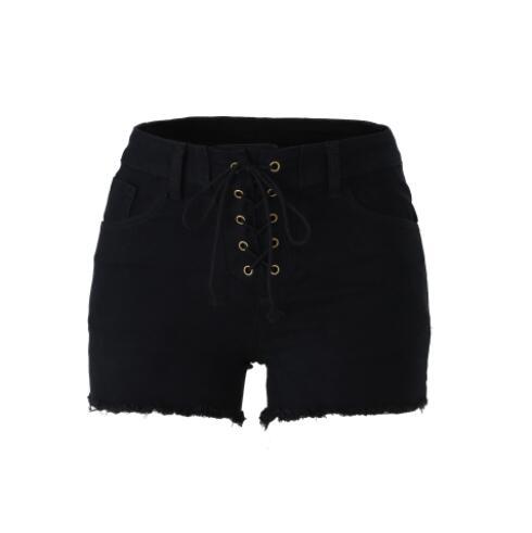 Spring and autumn fashion high quality ladies jeans button hole denim shorts eye bandage hot pants