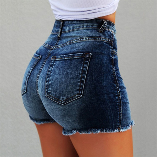 High Waist Hip Lift Jeans Shorts Washing Frilled Skinny Shorts Pants Sexy Summer Denim Shorts Women Clothes Drop Ship 220223