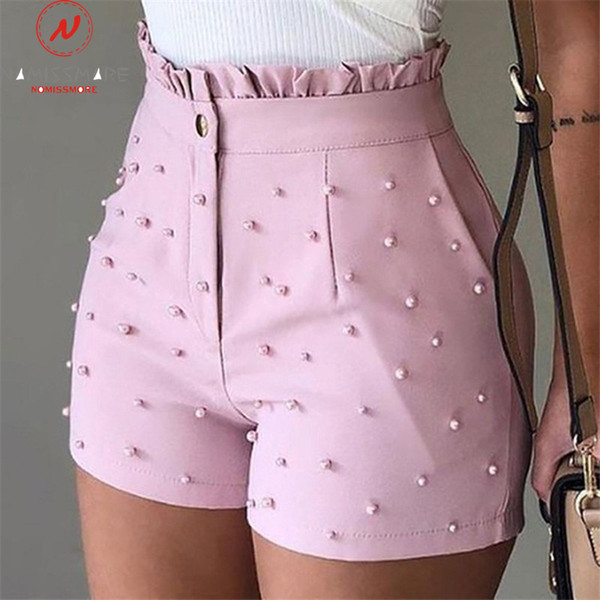 Elegant Women Shorts for Streetwear Patchwork Design Button Zipper Cannonball Decor High Waist Solid Slim Hips Pockets Shorts