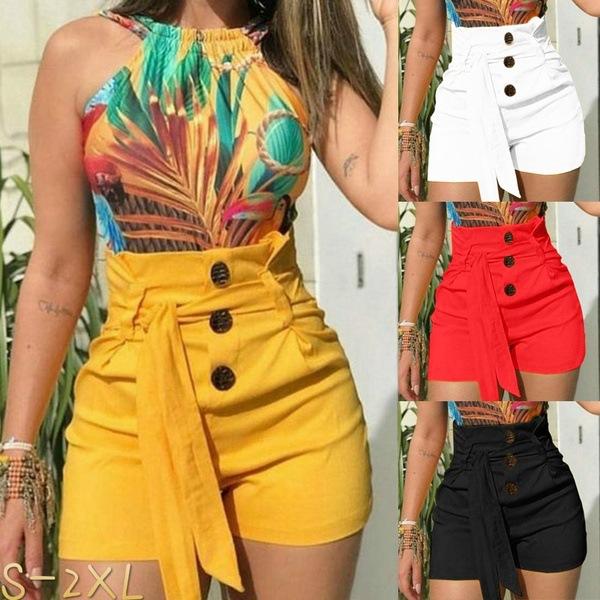 Best selling women shorts Slim fashion sexy high waist belt lady beach shorts oversize shorts pants