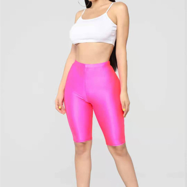 Women Sports Shorts Slim Fit Fluorescent Color High Waist Fitness Pants for Cycling -MX8