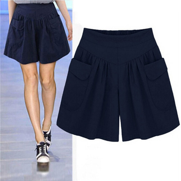 Loose Soft Anti-chafing Wide Leg Pockets Flared Shorts Breathable for Women Summer TC21