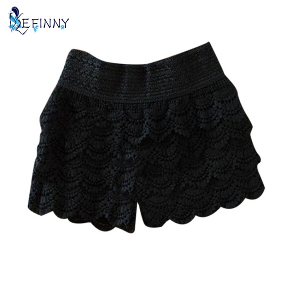 EFINNY Summer 2017 Fashion Womens Shorts Lace Crochet Elastic Waist Slim Shorts