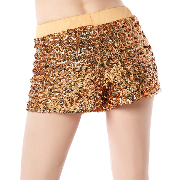 Beauty Garden Women Shorts New Fashion Sequins Embroider Party Club Evening Summmer Autumn Gold Elastic Shorts