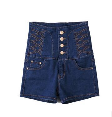 S-6XL Big size Sexy Jean shorts Adult High Waist Short jeans Girl golden button design Big Women Vintage Blue jeans Female cloth