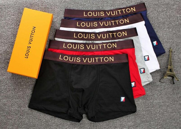 19ss Vogue men underwear boxers shorts cotton luxury brand design cuecas boxer golden tight waistband men truck quality underpant