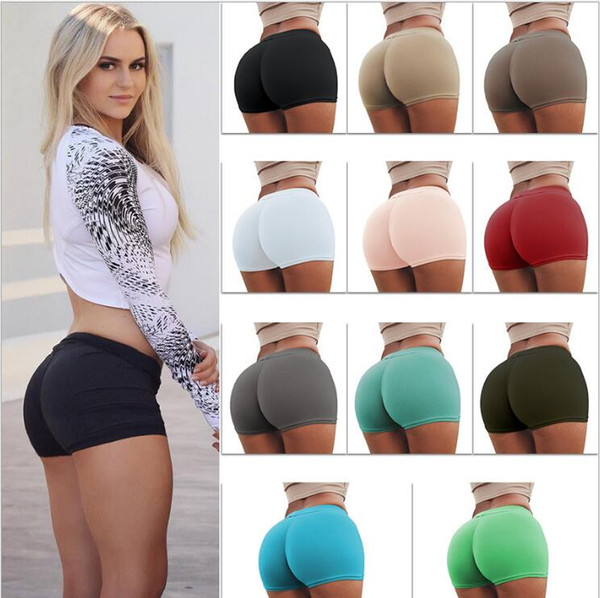 Summer Sexy Push Up Shorts Women Candy Colors Fitness Booty Short Feminino Workout Elastic Waist Short New 2019