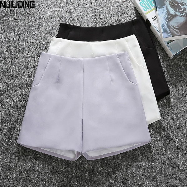 Summer Style Fashion Casual High Waist Shorts Black Gray White Casual Vintage Women Short S M L XL Wide Leg Shorts