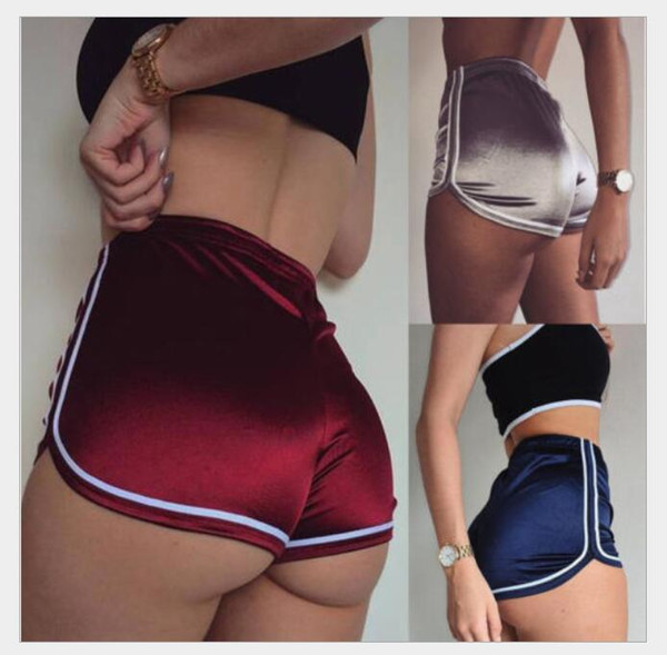 2019 New Womens joggers Shorts Summer Silk Slim Beach Casual White Egde Shorts Ladies HIgh Waist Hot Elastic Hot Fitness Shorts pants