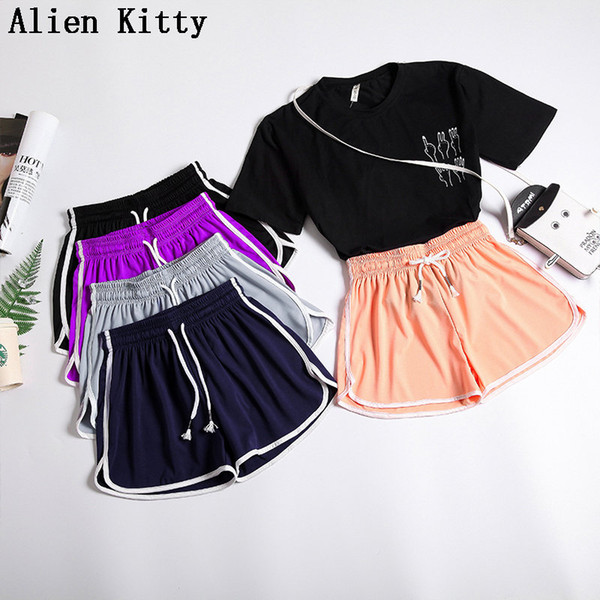 Alien Kitty Summer Simple Europe Fashion Women Loose Sports Shorts Sexy Lady Casual Fresh Short 5 Colors Plus Size S-5XL