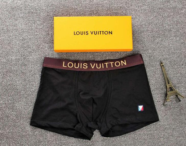 Vogue men underwear boxers shorts cotton luxury brand design cuecas boxer golden tight waistband quality underpant