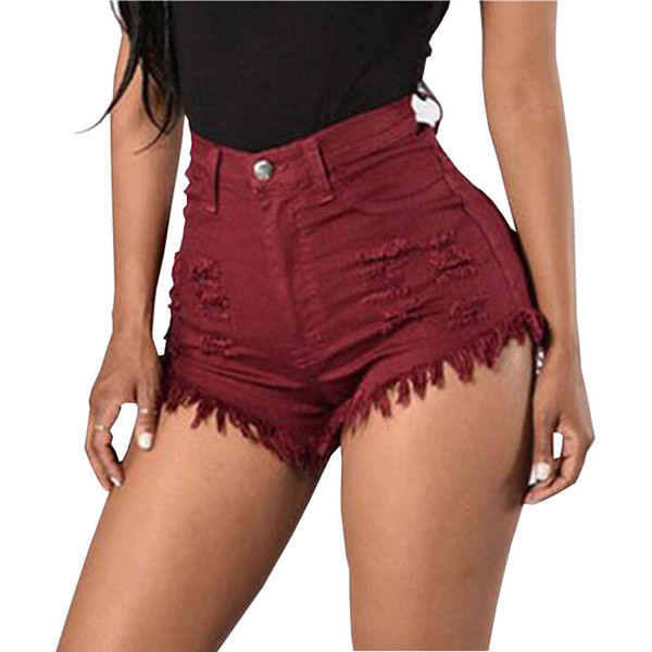 Wholesale- Saiqigui 2017 Summer women Shorts Fashion high waist Elasticity feminine Denim Shorts Solid sexy plus size lady Shorts