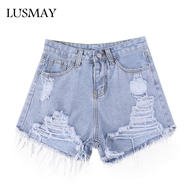 High Waist Hole Denim Shorts Women Summer 2018 New Fashion Blue Korean Style Short Jeans Harajuku Casual Everyday Shorts Femme