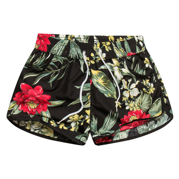 2017 New Women Shorts Flower Printed Causal Boardshorts Couple Summer Holiday Shorts Short 3XL