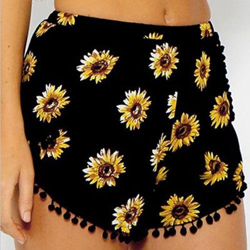 Summer Womens Designer Shorts Printed Beach Shorts for Women with Flower Pattern Causal Womens Brand Short Pants with Tassel Fashion Pant