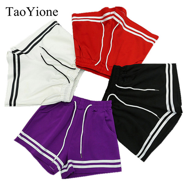 New Summer Shorts Women Elastic Waist Striped Casual Shorts Workout Waistband Loose Beach Sexy Ladies Short Feminino