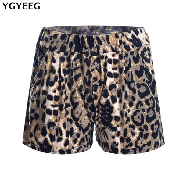 YGYEEG Summer Fashion Women Sexy Leopard Printed Shorts Female Stretchy Elastic Waist Shorts Plus Size Mid Waist Short Trousers