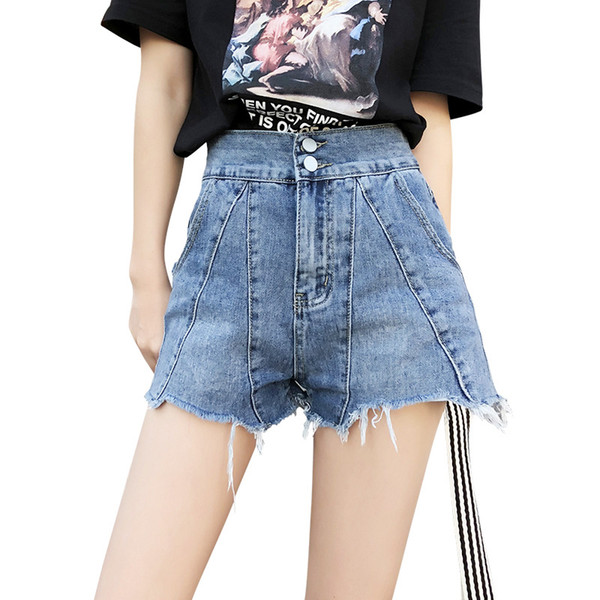 2018 summer high waist shorts feminino denim shorts womens casual splice S-XL size