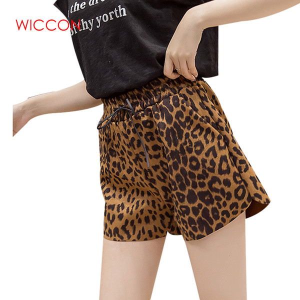 Women Summer 2019 Casual Leopard Printed Shorts Plus Size Female Shorts Casual Short Pants High Quality Drawstring