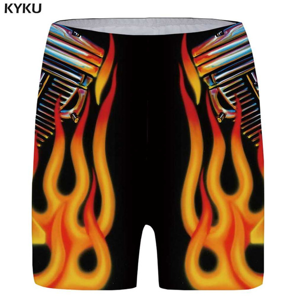 KYKU Skull Shorts Women Flame Metal Short Pants Sexy Skinny Motorcycle 3d Print Shorts Casual Vintage Ladies Womens New